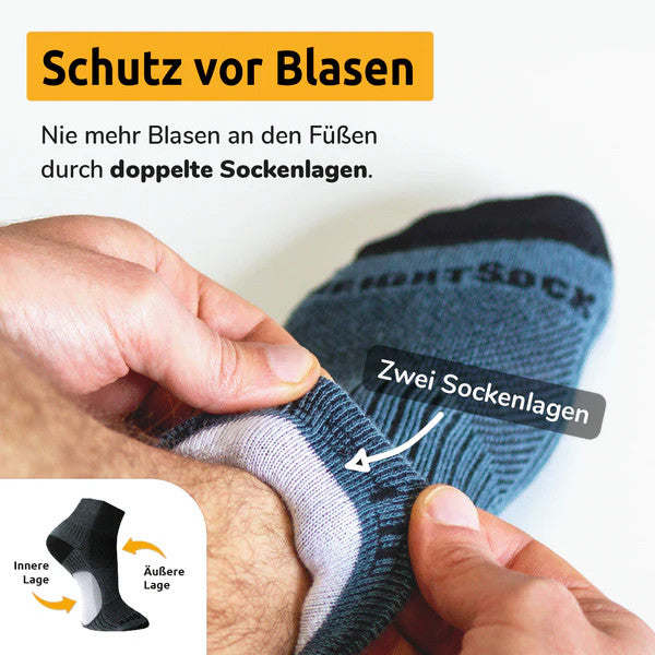 Chaussettes Wrightsock Stride à festons, mi-mollet, grises