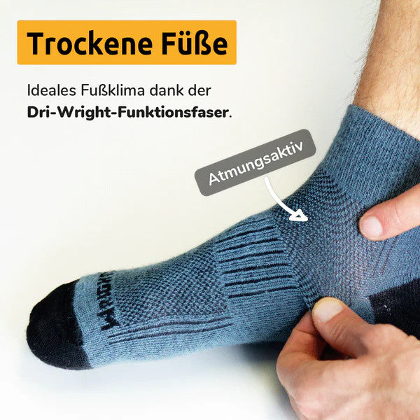 Chaussettes Wrightsock Stride à festons, mi-mollet, grises